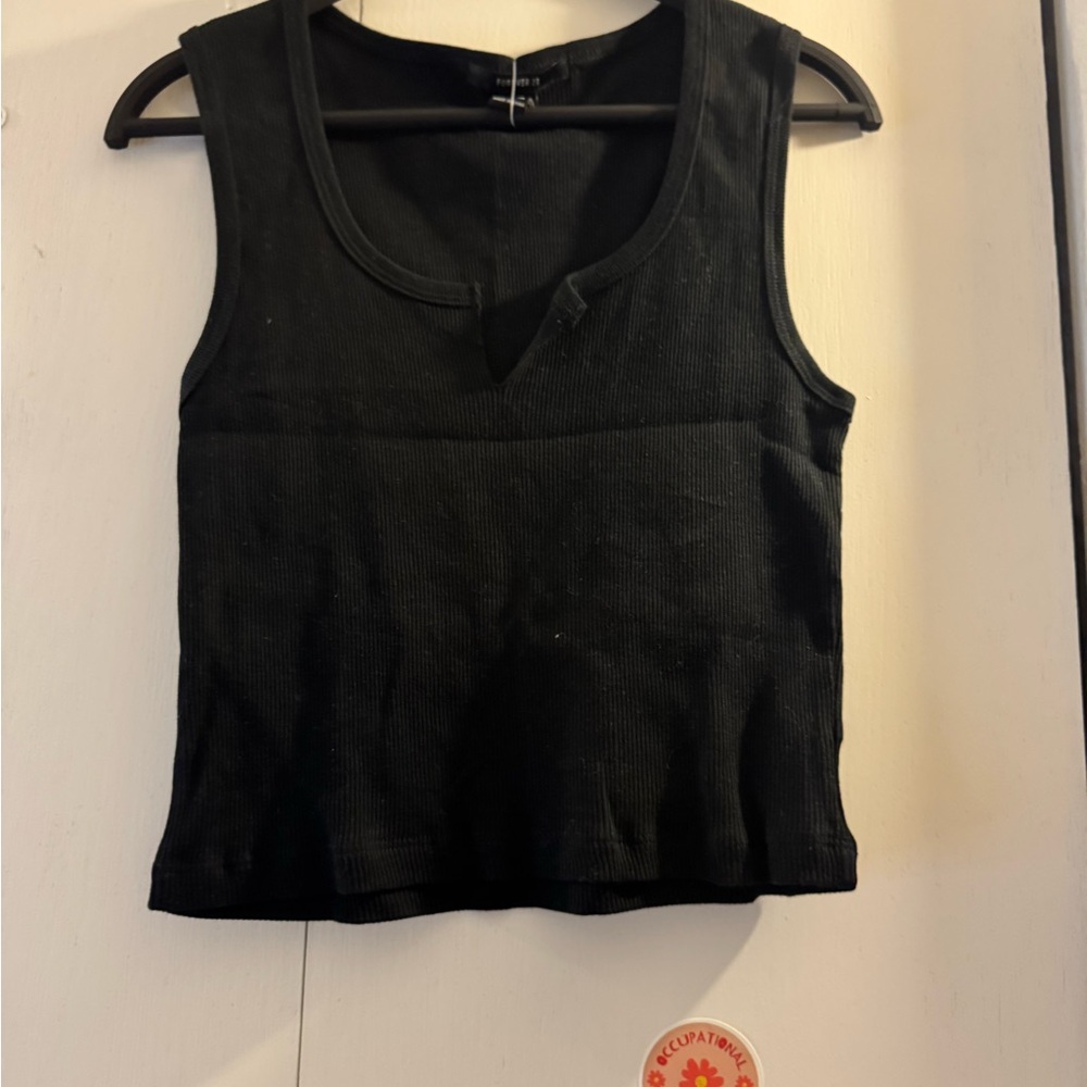 Forever 21 Black Fitted Peplum Tank Top